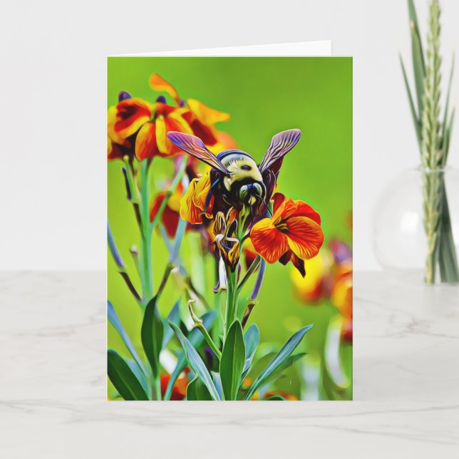 Carte Bumblebee Fleur sauvage Scripture Card Psaume 31:2 (Devant)