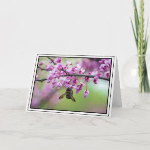 Carte Bumblebee sur Redbud Blossoms