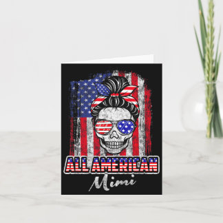 Carte Bun Messy Patriotique Américain Mimi Crâne USA 4