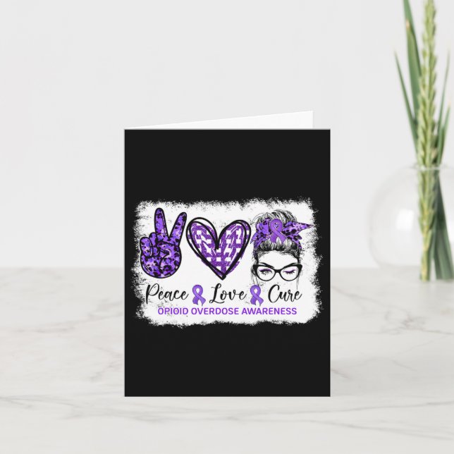 Carte Bun Peace Amour Cure Ruban Violet Surdosage d'opio (Devant)