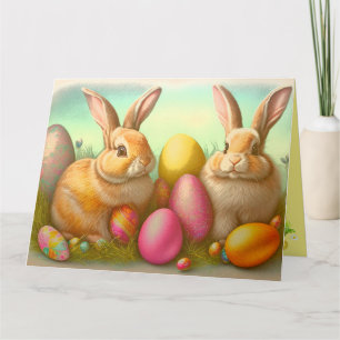 Carte Bunnies de Pâques sur la collection d'herbes