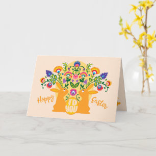 Carte Bunnies 🐰 Jaunes avec Folklore Toucher Texte Pers