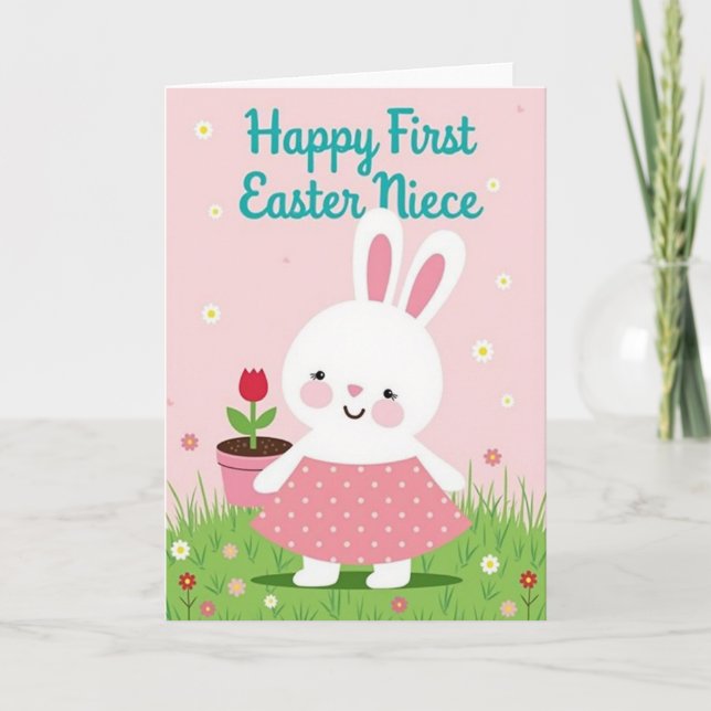 Carte Bunny And Spring Flower Card (Devant)