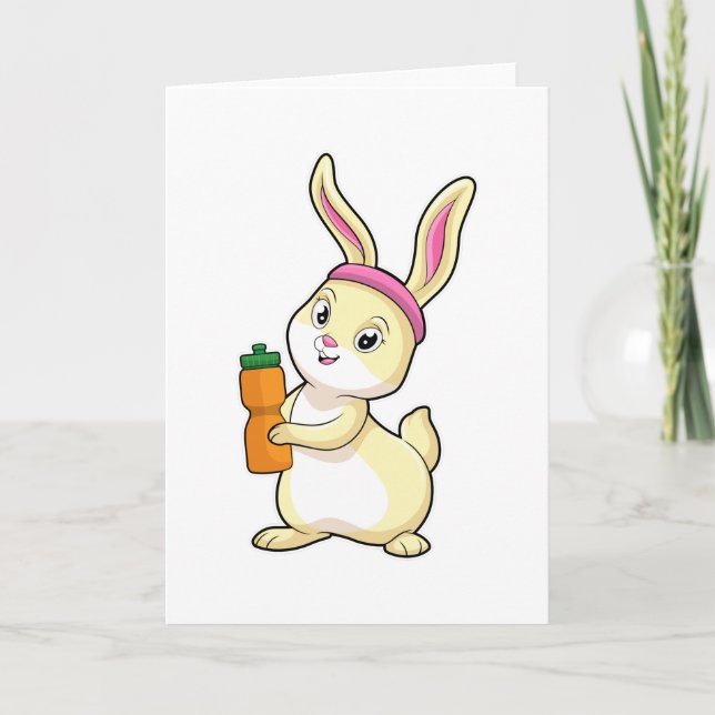 Carte Bunny at fitness with Drinking bottle (Devant)