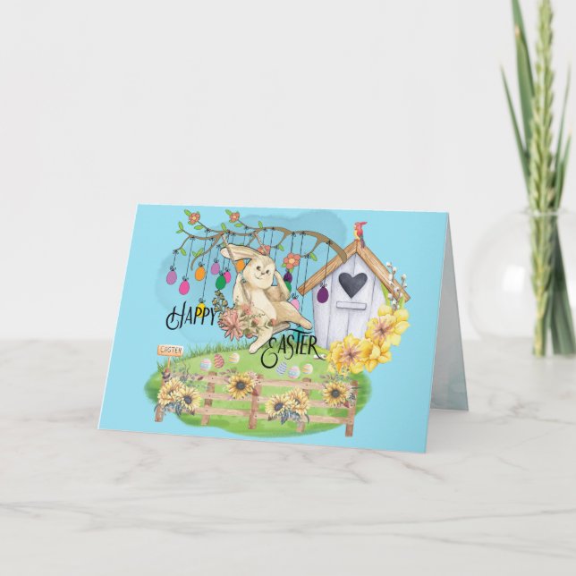 Carte Bunny célèbre le jour de Pâques (Devant)