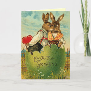 Carte Bunny de Pâques antique