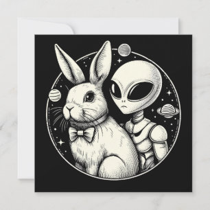 Carte Bunny de Pâques et Alien spatial UFO Sci Fi Funny