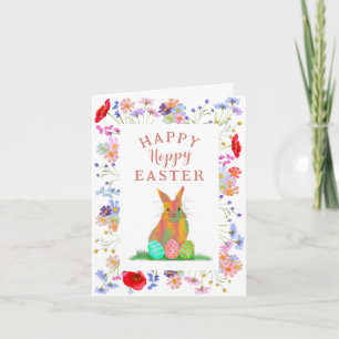 Carte Bunny de Pâques et oeufs floral