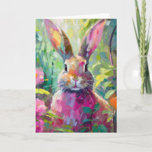 Carte Bunny de printemps coloré Art Abstrait moderne