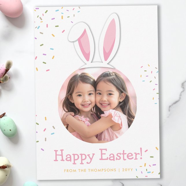 Carte Bunny Ears And Colorful Sprinkles Easter Photo (Créateur téléchargé)