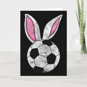 Carte Bunny Ears Football Joyeuses Pâques Garçons Filles