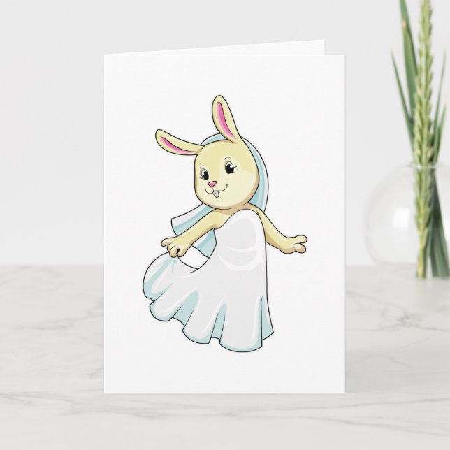 Carte Bunny en mariage avec Voile (Devant)