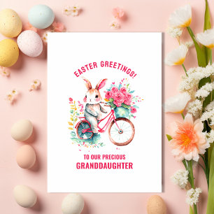 Carte Bunny Floral Bike Grandgirl Salutation de Pâques