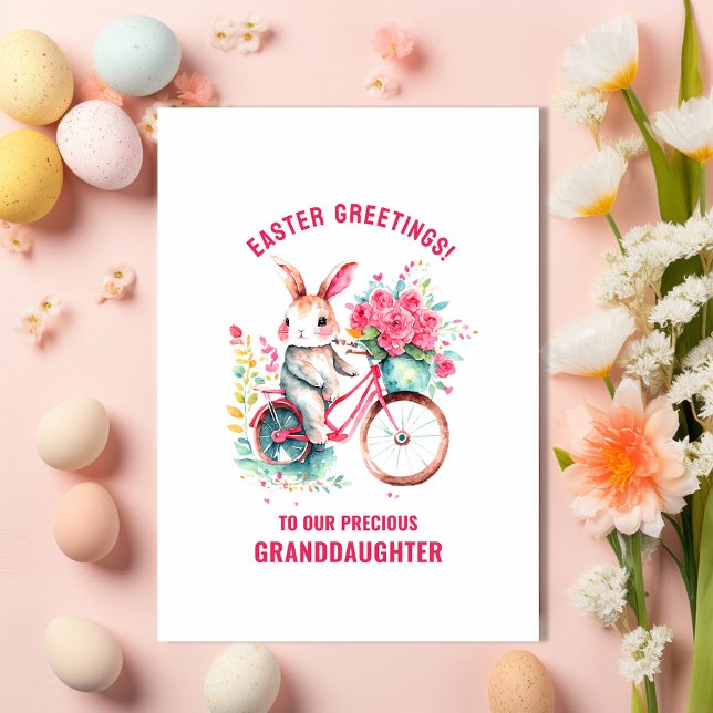 Carte Bunny Floral Bike Grandgirl Salutation de Pâques (Créateur téléchargé)