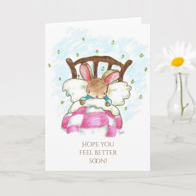 Carte Bunny in Bed Get Well Card (Petite plante)