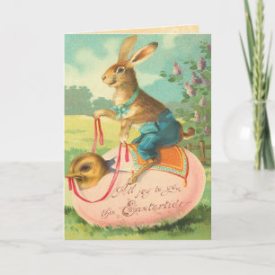 Carte Bunny Pâques vintage