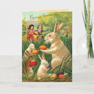 Carte Bunny Pâques vintage