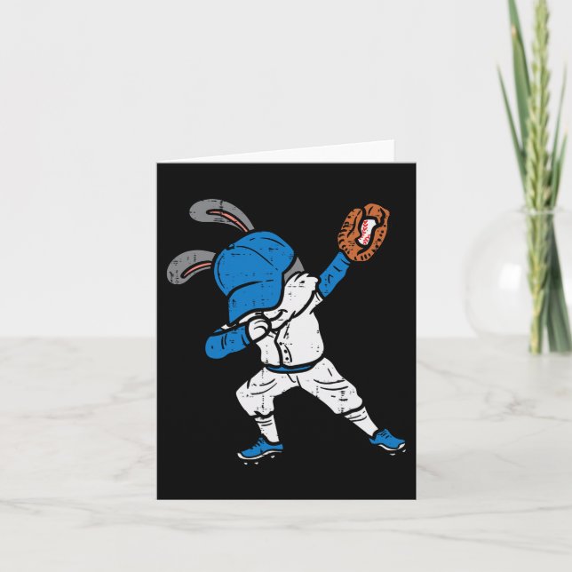 Carte Bunny Rabbit Dab Baseball Pâques Sport Pitcher Boy (Devant)