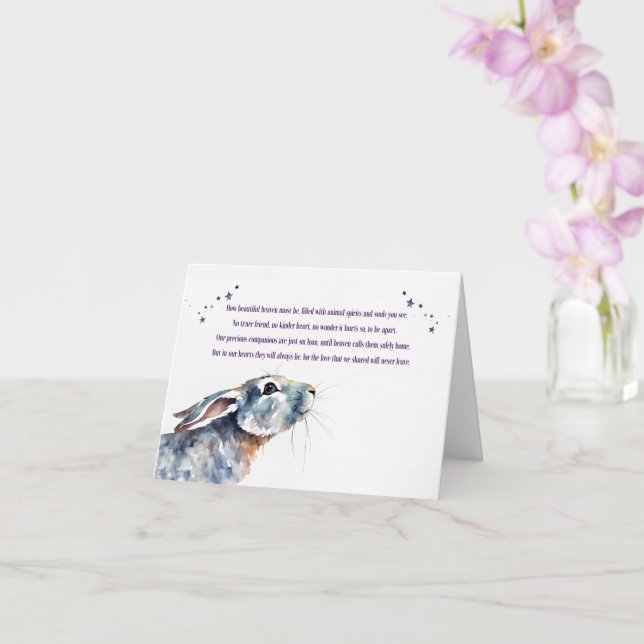 Carte Bunny Rabbit Sympathy with Spiritual Type Poem (Orchidée)