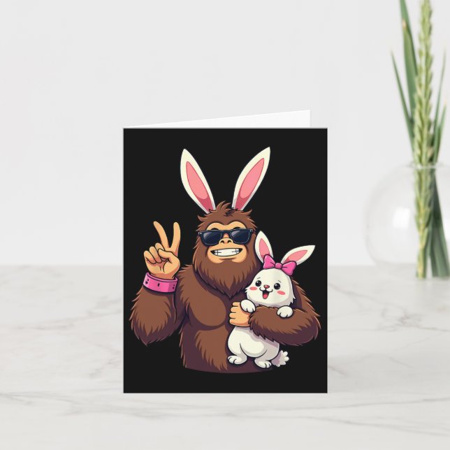Carte Bunny Sasquatch Bigfoot Sungles Pâques (Devant)