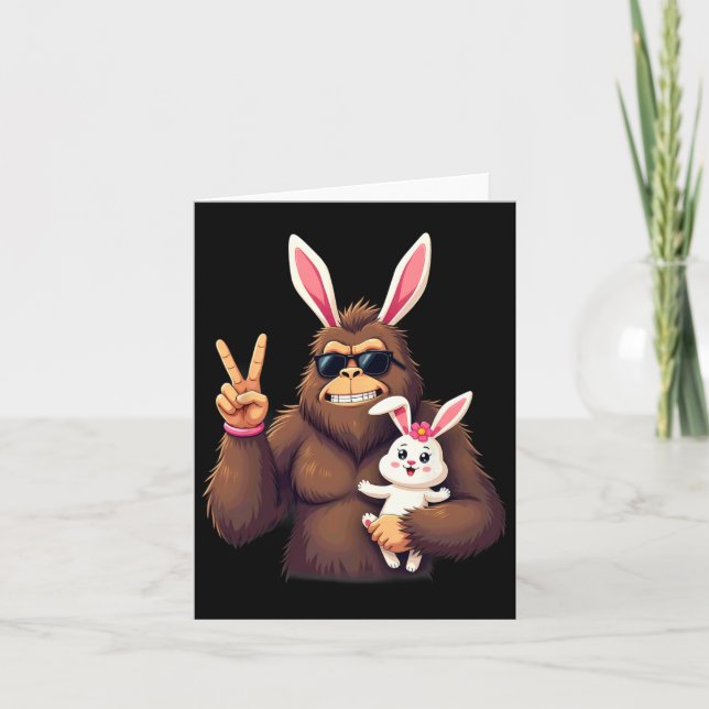 Carte Bunny Sasquatch Bigfoot Sungles Pâques 1 (Devant)