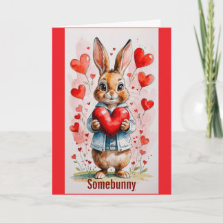 Carte Bunny With Hearts Valentine Day Greeting Card