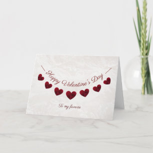 Carte Bunting de la Saint-Valentin rouge cœur romantique