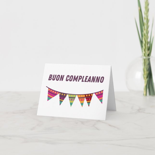 Carte Buon compleanno, heureux anniversaire italien (Devant)