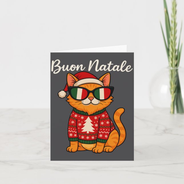 Carte Buon Natale Italian Cat Christmas, Italy Pride Hol (Devant)