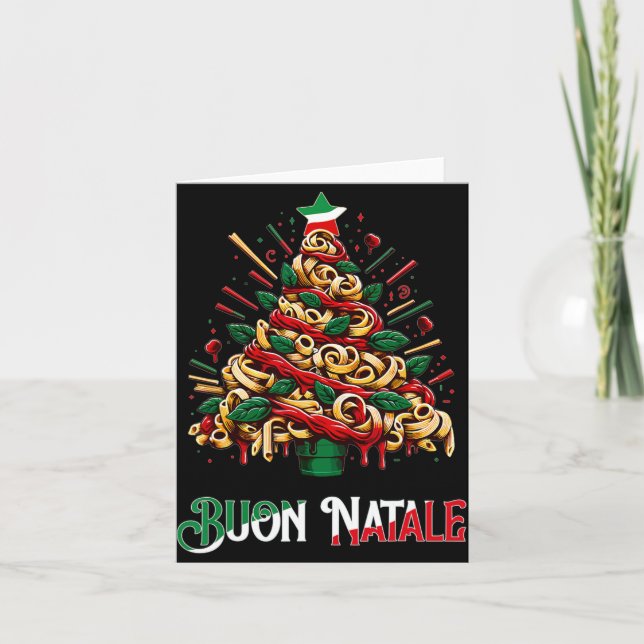 Carte Buon natale italie pâtes noël arbre xmas (Devant)