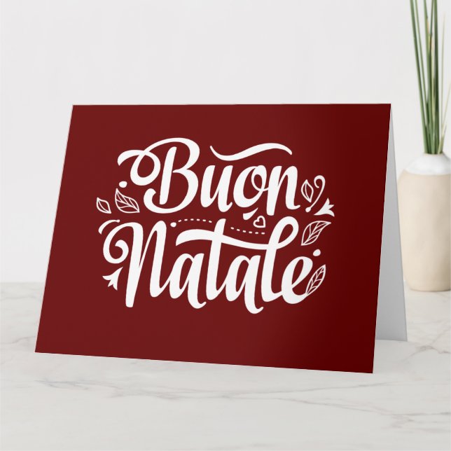 Carte Buon Natale Simple Rouge Italien Noël Salutation (Devant)