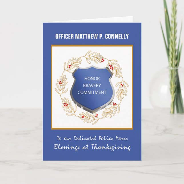 Carte Bureau de police Bénédiction religieuse Thanksgivi (Devant)
