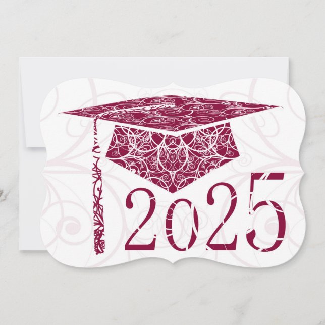 Carte Burgundy and White Floral Casquette 2025 (Devant)