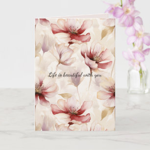 Carte Burgundy Cream Lavender Floral Love