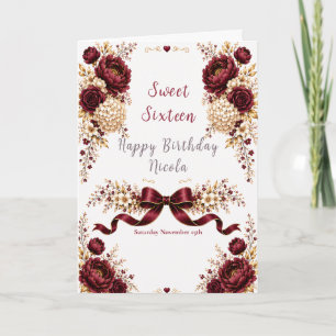 Carte Burgundy et Ivoire Sweet Sixteen