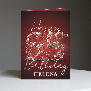 Carte Burgundy Rouge Glamour Bijou 65e Anniversaire