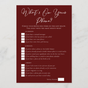 Carte Burgundy What's On Your Phone Enterrement de Vie d