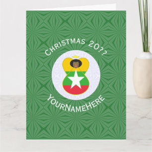 Carte Burmese Myanmar Ange Drapeau Noël Personnalisé