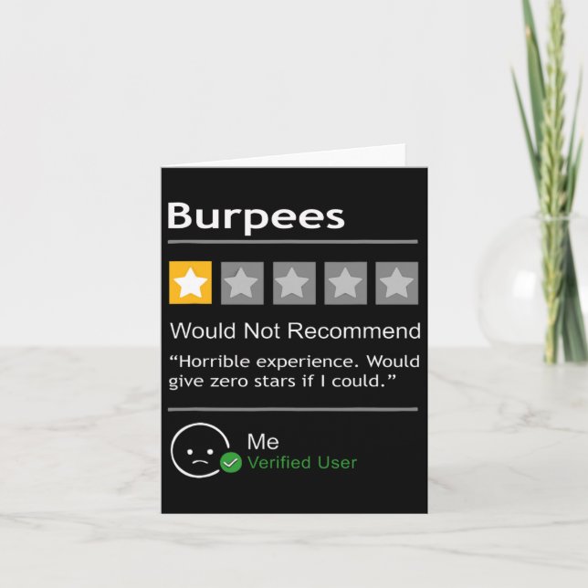 Carte Burpees Ne Recommanderait Pas Hommes Femmes Cadeau (Devant)