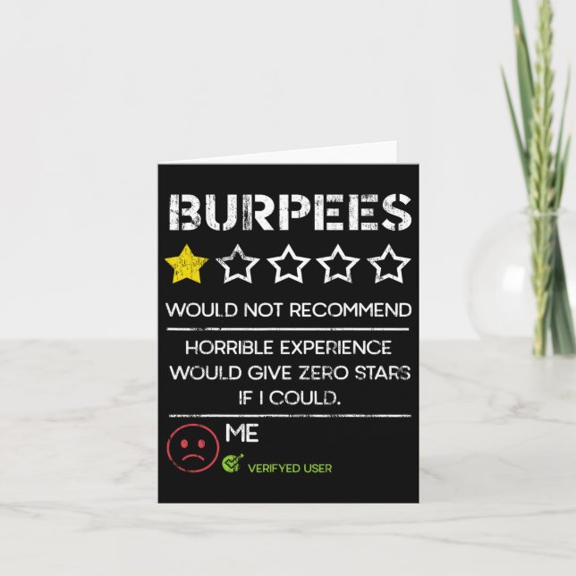 Carte Burpees Ne Recommanderait Pas Zéro Étoiles Drôle G (Devant)