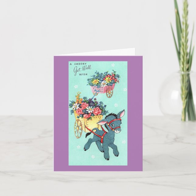 Carte Burro Get Well vintage (Devant)