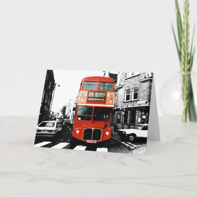 Carte Bus rouge vif à deux étages (Devant)