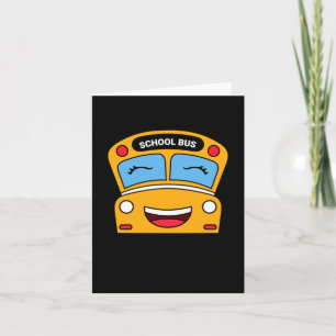 Carte Bus scolaire mignon souriant véhicule de dessin an