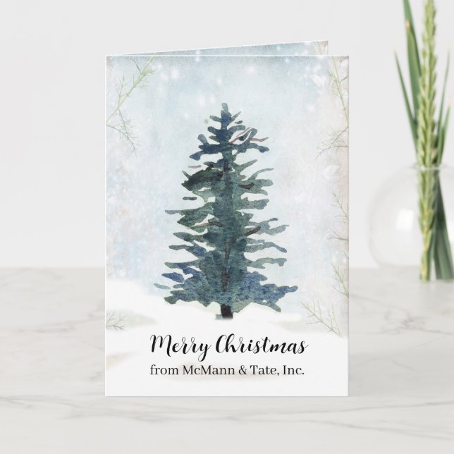 Carte Business Christmas Tree Winter Snow Frost Custom (Devant)