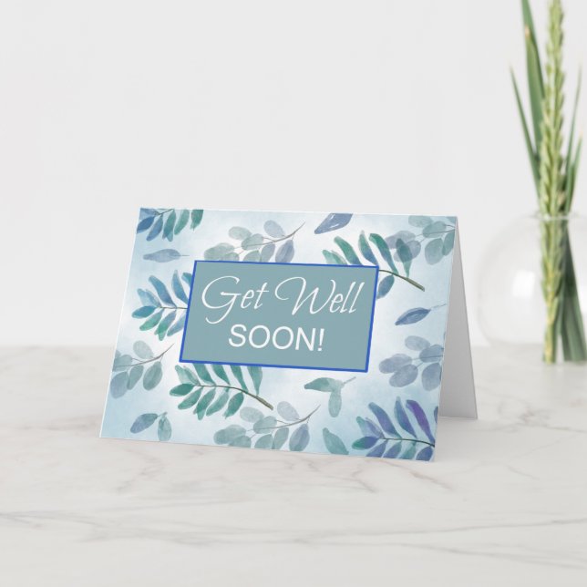 Carte Business Get Well Bientôt Branches Blue Green (Devant)