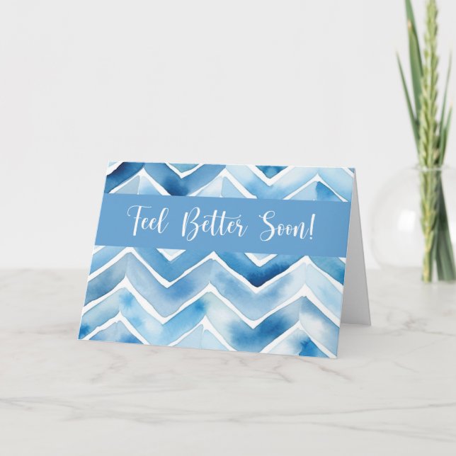 Carte Business Get Well de Group Blue Chevron Motif (Devant)