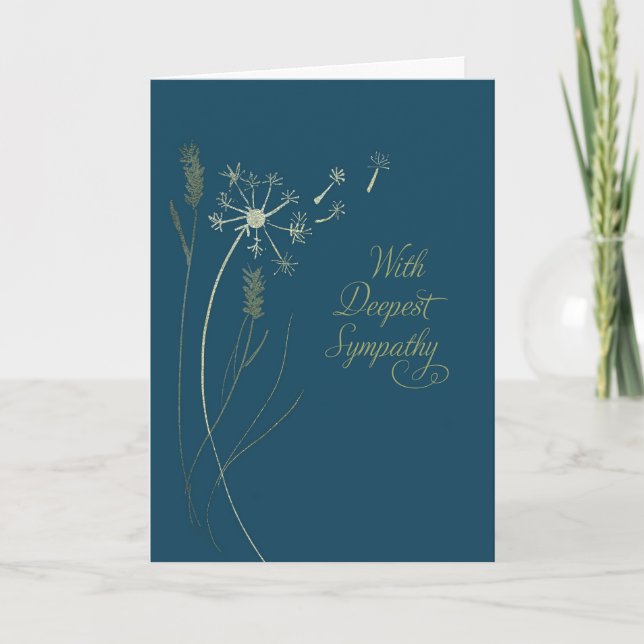 Carte Business Sympathy Gold Look Dandelion sur Navy Blu (Devant)