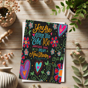 Carte Buts Rêves Coeurs Fleurs colorées Inspirant