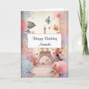 Carte Butterflies et fleurs de la Tour Eiffel Anniversai