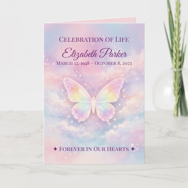 Carte Butterfly Celebration of Life Funeral Program (Devant)